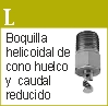 Boquilla helicoidal de cono huelco y caudal reducido