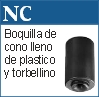 Boquilla de conn lleno de plastico y torbellino